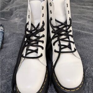 Dr. Martens White Combat Boots with Black Laces